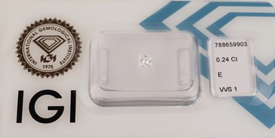 27137816a - Loser Diamant, 0.24 ct hochfeines Weiß(E)/vvs1, Princess Cut, eingeschweißt, ...