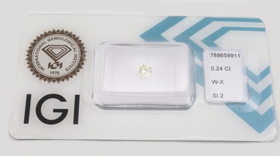 27137822a - Loser Brillant, 0.24 ct Getönt(W-X)/si2, eingeschweißt, IGI-Expertise anbei ...