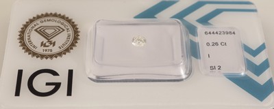 27137853a - Loser Brillant, 0.26 ct l.get.Weiß(I)/si2, eingeschweißt, IGI-Expertise anbei ...