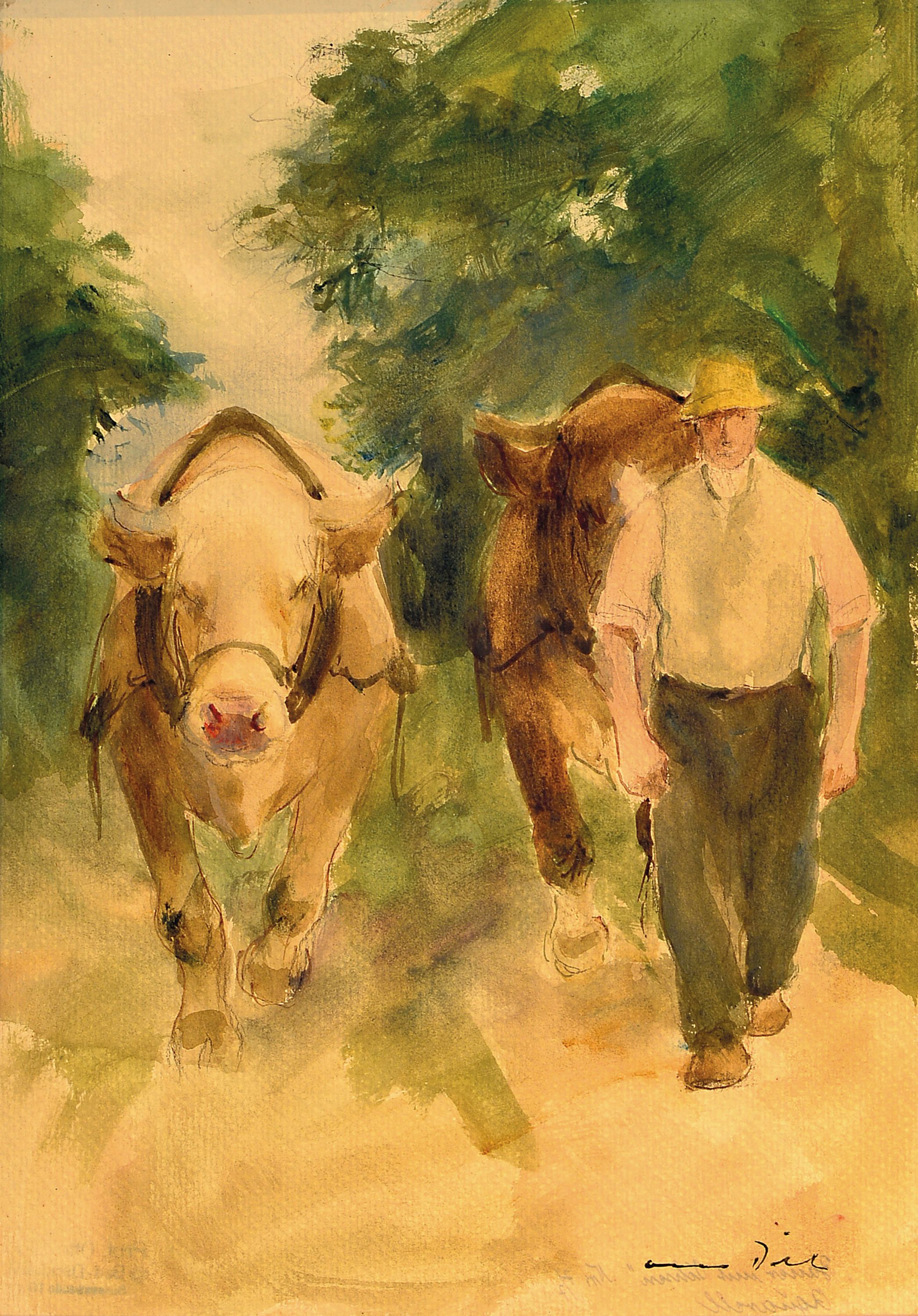 Image 27137916 - Otto Dill, 1884 Neustadt-1957 Bad Dürkheim, Aquarell über Bleistift, ´Bauer mit ...