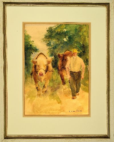 27137916k - Otto Dill, 1884 Neustadt-1957 Bad Dürkheim, Aquarell über Bleistift, ´Bauer mit ...