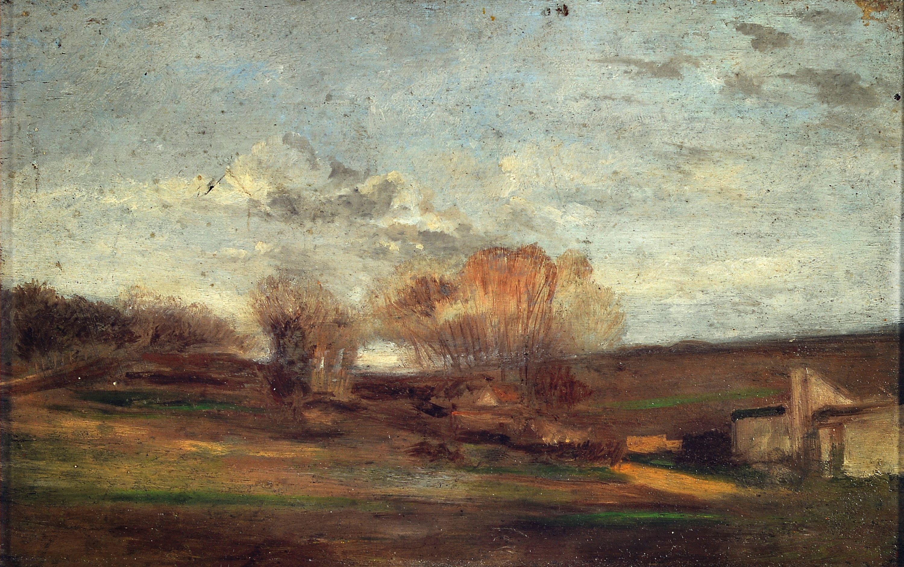 Image 27138266 - Wilhelm Trübner, 1851-1917, bayerische Wiesenlandschaft mit Flusslauf, vor 1900, ...