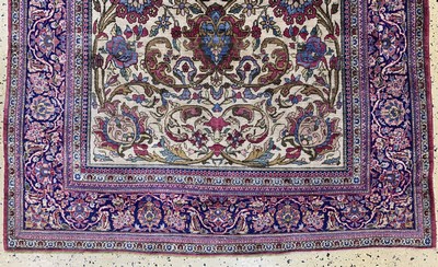 27138257c - Seiden Keschan antik, Persien, 19.Jhd, reine Naturseide, ca. 200 x 130 cm, ...