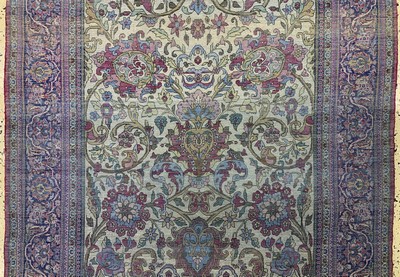 27138257h - Seiden Keschan antik, Persien, 19.Jhd, reine Naturseide, ca. 200 x 130 cm, ...