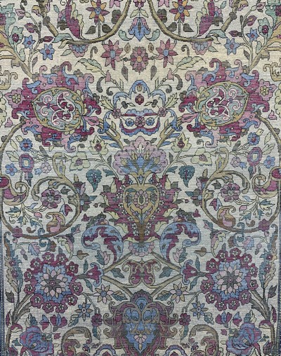 27138257j - Seiden Keschan antik, Persien, 19.Jhd, reine Naturseide, ca. 200 x 130 cm, ...