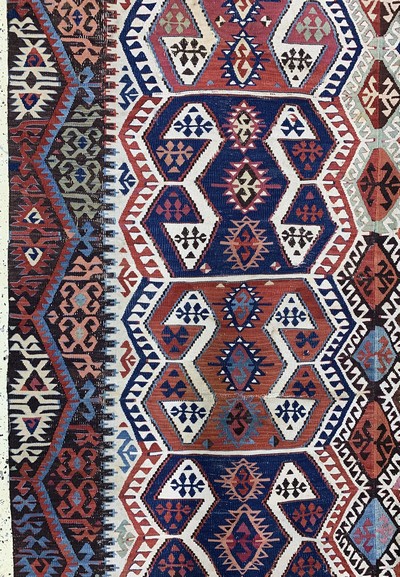 27138258c - Ayden-Kelim antik, Türkei, 19.Jhd, Wolle auf Wolle, ca. 420 x 185 cm, EHZ: 2 ...