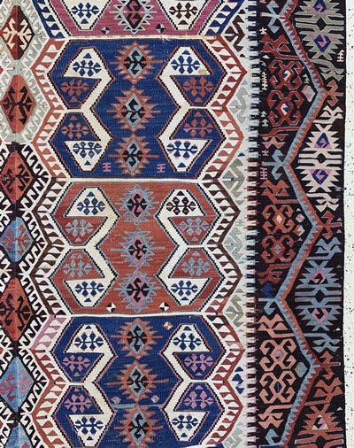 27138258d - Ayden-Kelim antik, Türkei, 19.Jhd, Wolle auf Wolle, ca. 420 x 185 cm, EHZ: 2 ...