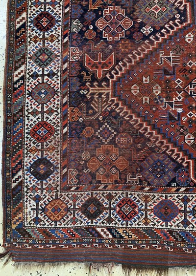 27138259b - Khamseh antik, Persien, 19.Jhd, Wolle auf Wolle, ca. 280 x 175 cm, EHZ: 3 Schätzpreis: ...