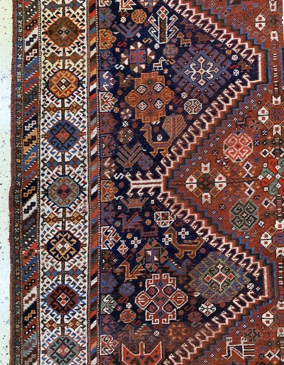 27138259c - Khamseh antik, Persien, 19.Jhd, Wolle auf Wolle, ca. 280 x 175 cm, EHZ: 3 Schätzpreis: ...