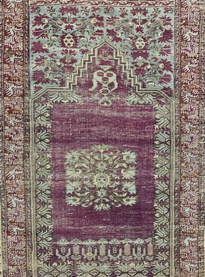 27138263c - Giordes antik, Türkei, Anfang 19.Jhd, Wolleauf Wolle, ca. 220 x 150 cm, EHZ: 3 ...
