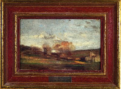 27138266k - Wilhelm Trübner, 1851-1917, bayerische Wiesenlandschaft mit Flusslauf, vor 1900, ...