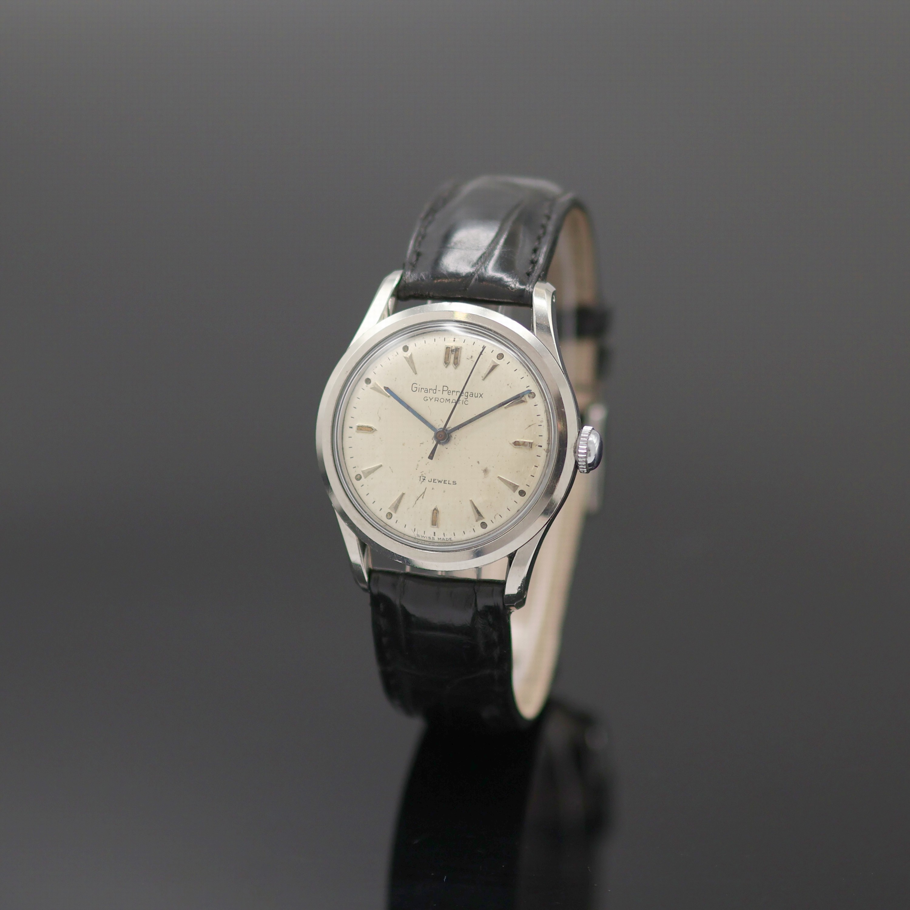 Image 27138490 - GIRARD PERREGAUX Herrenarmbanduhr in Stahl, Schweiz um 1960, Automatik, 3-tlg. Geh., ...