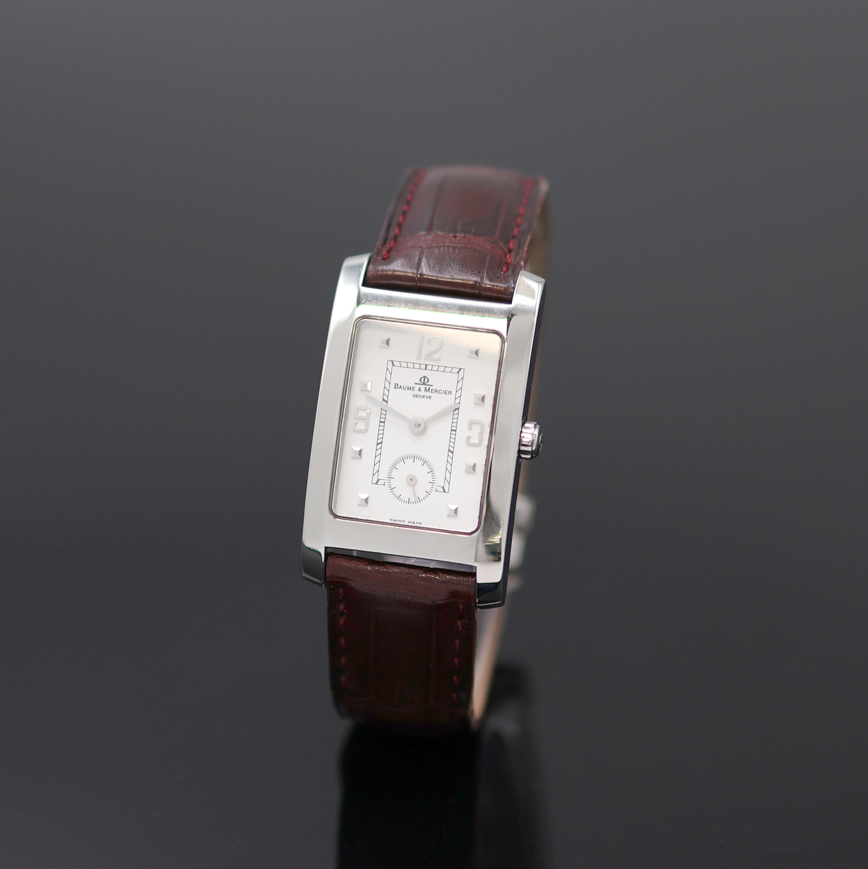 Image 27138497 - BAUME & MERCIER Hampton rechteckige Damenarmbanduhr in Stahl, Schweiz um 2010, quarz, ...
