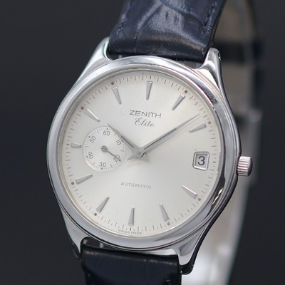 27138492a - ZENITH Elite Herrenarmbanduhr in Stahl Referenz 90/02 0040 680, Schweiz um 2000, ...