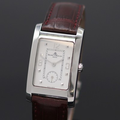 27138497a - BAUME & MERCIER Hampton rechteckige Damenarmbanduhr in Stahl, Schweiz um 2010, quarz, ...
