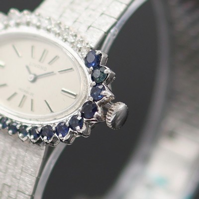 27138499b - LIVANO ausgefallene, mit Diamanten und Saphiren besetzte Damenarmbanduhr in WG 585/000, ...