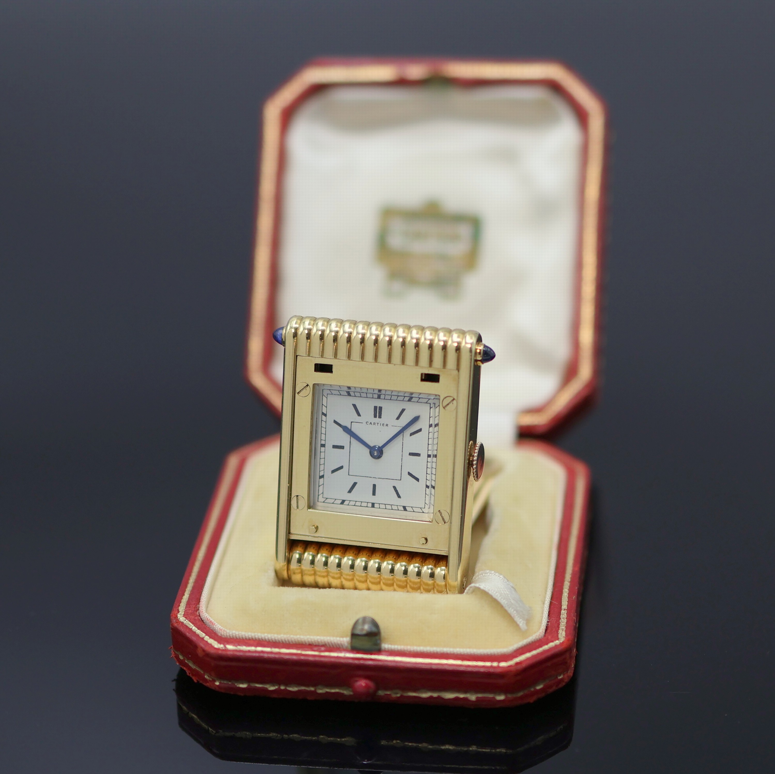Image 27138500 - CARTIER seltenes Reiseührchen in GG 750/000 mit original Etui, Schweiz / London lt. ...