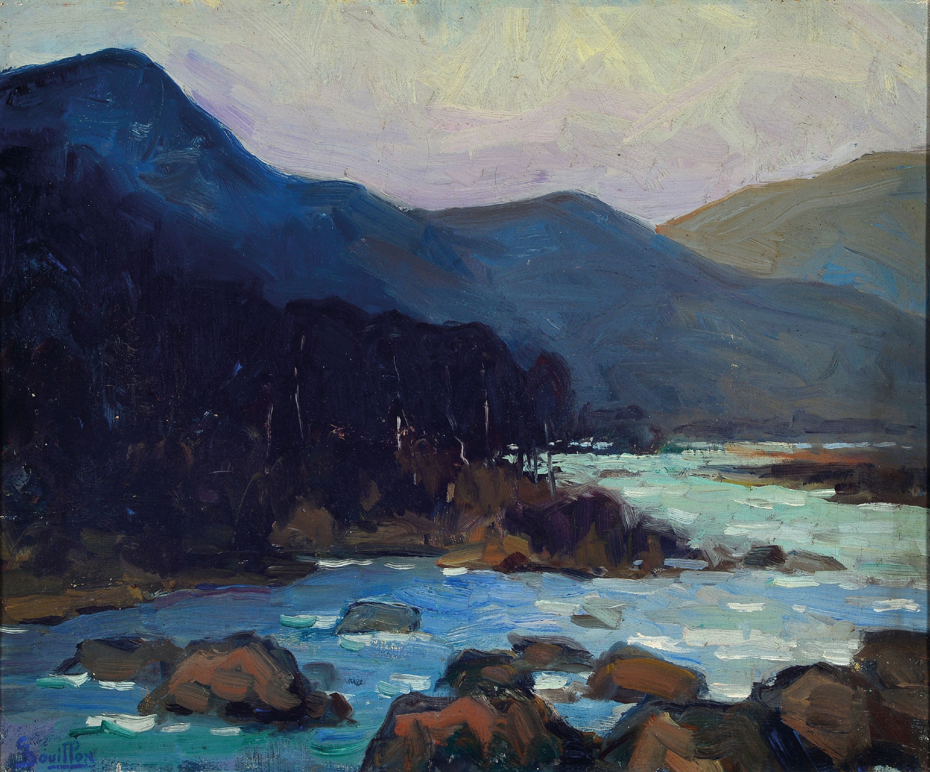 Image 27138539 - Georges Bouillon, 1891-1943, belgisch, Flusslauf im Gebirge, wohl in den Ardennen, links ...
