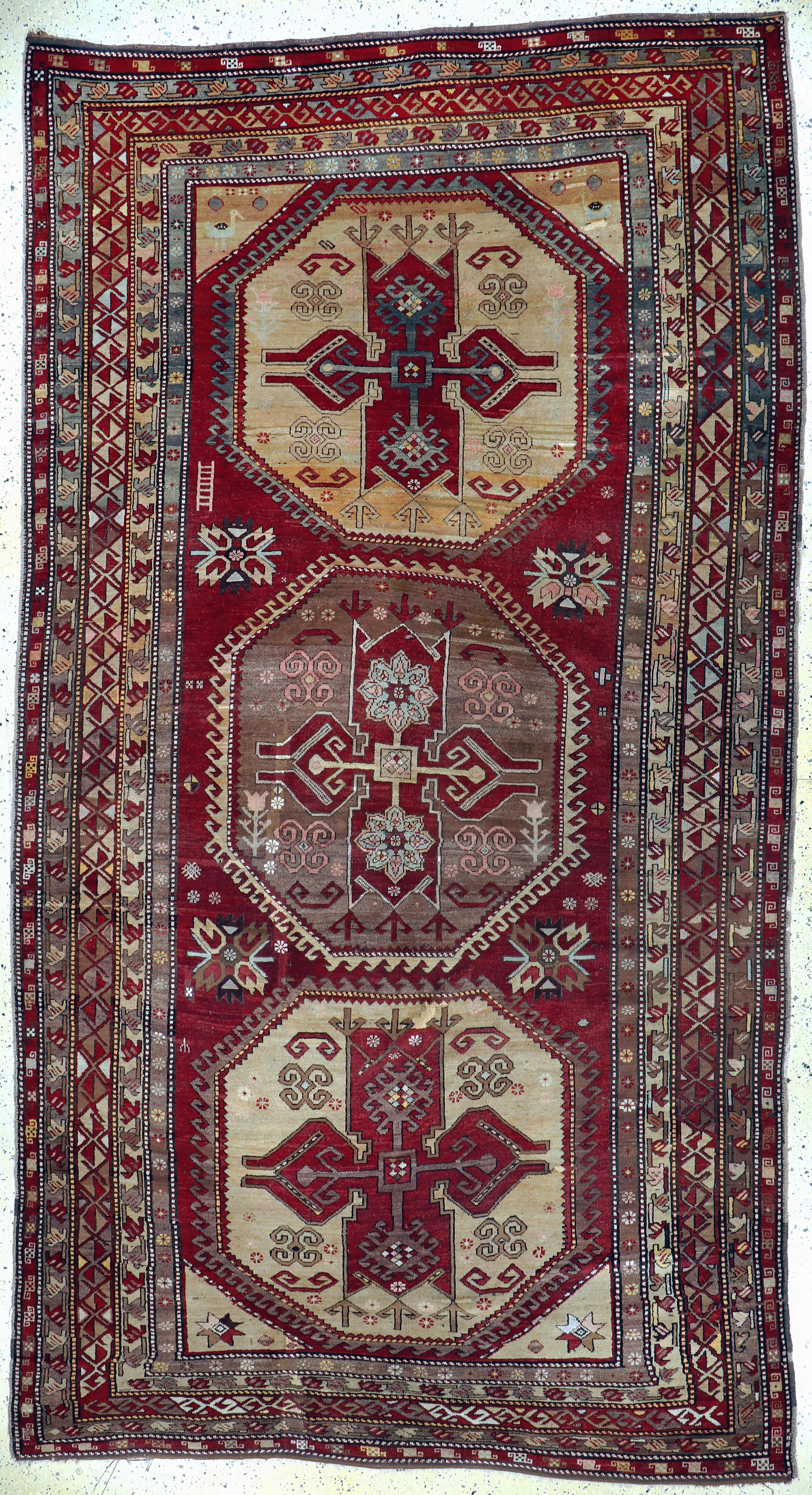 Image 27138558 - Kazak antik, Türkei, um 1900, Wolle auf Wolle, ca. 370 x 200 cm, EHZ: 3(restauriert) ...