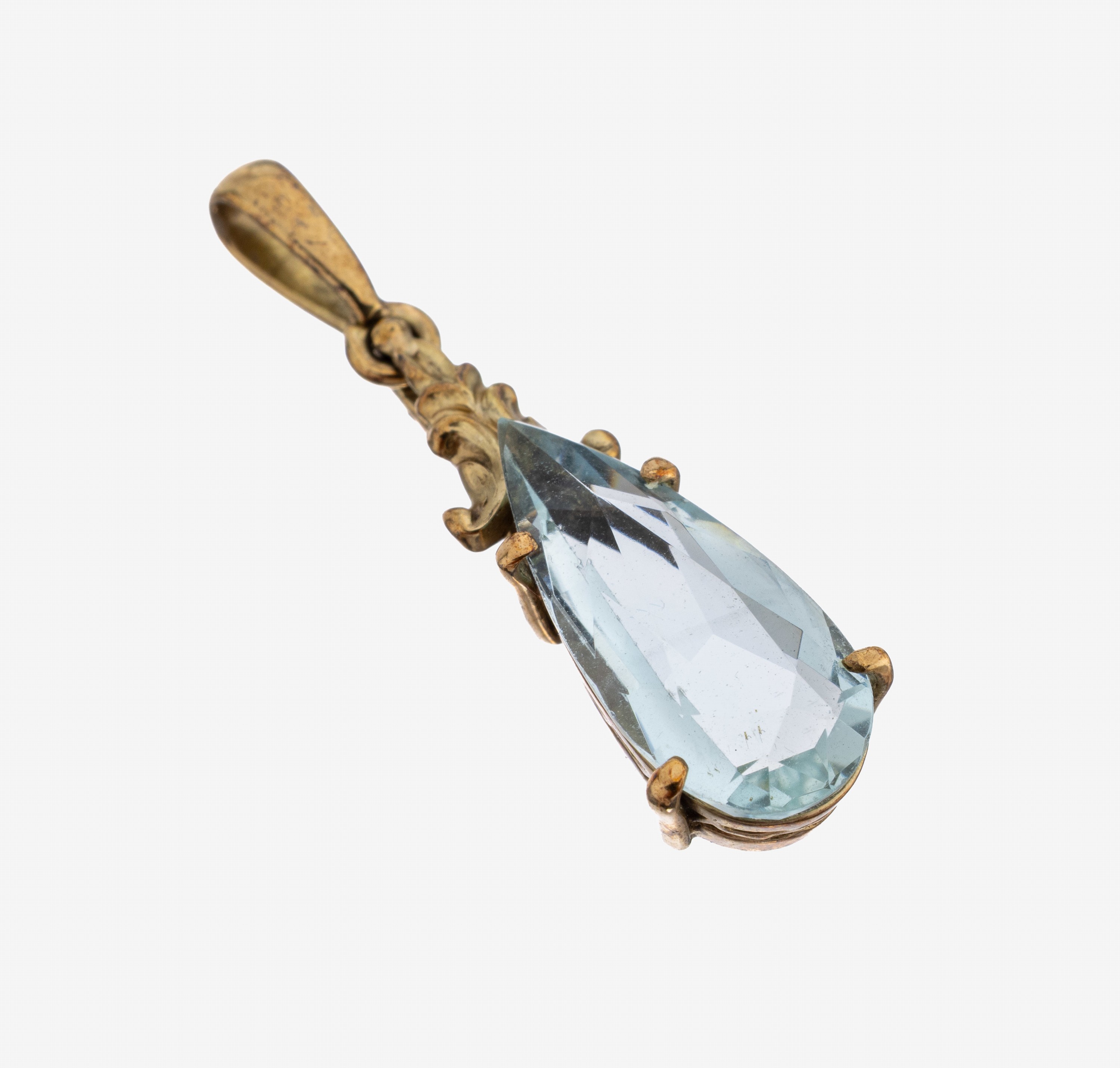 Image 27138563 - 14 kt Gold Aquamarin-Anhänger, GG 585/000, facett. Aquamarintropfen ca. 2.20 ct, ca. ...