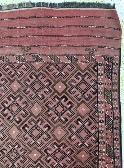 27138544f - Sumakh flachgewebt, Turkmenistan, Anfang 20.Jhd, Wolle auf Wolle, ca. 323 x 200 cm, ...