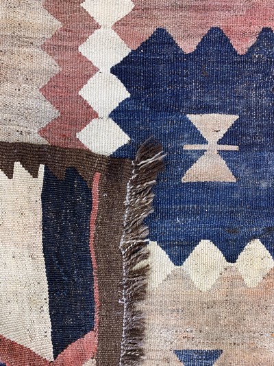 27138551h - Tadschiken Kelim antik, Tadschikestan, um 1900, Wolle auf Wolle, ca. 330 x 185 cm, EHZ: ...