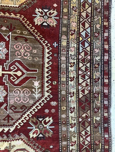 27138558d - Kazak antik, Türkei, um 1900, Wolle auf Wolle, ca. 370 x 200 cm, EHZ: 3(restauriert) ...