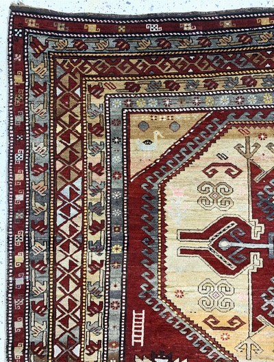 27138558e - Kazak antik, Türkei, um 1900, Wolle auf Wolle, ca. 370 x 200 cm, EHZ: 3(restauriert) ...