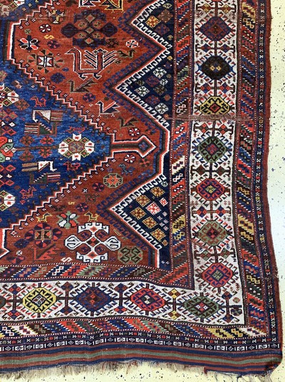 27138574a - Khamseh antik, Persien, 19.Jhd, Wolle auf Wolle, ca. 313 x 190 cm, EHZ: 3-4 ...