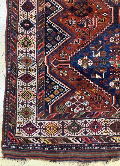 27138574b - Khamseh antik, Persien, 19.Jhd, Wolle auf Wolle, ca. 313 x 190 cm, EHZ: 3-4 ...