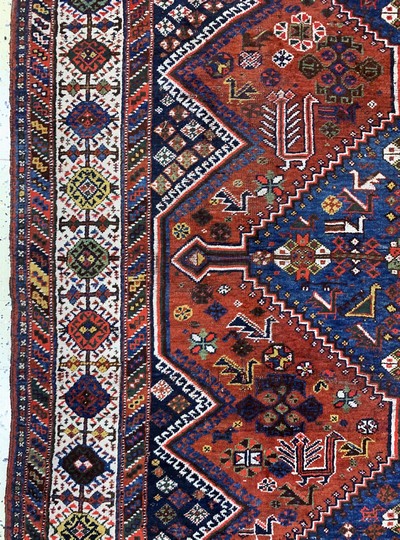 27138574c - Khamseh antik, Persien, 19.Jhd, Wolle auf Wolle, ca. 313 x 190 cm, EHZ: 3-4 ...