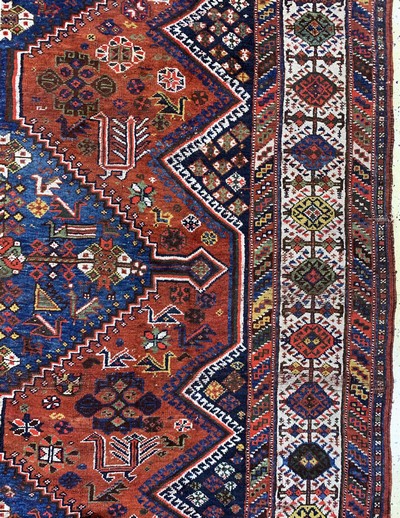 27138574d - Khamseh antik, Persien, 19.Jhd, Wolle auf Wolle, ca. 313 x 190 cm, EHZ: 3-4 ...