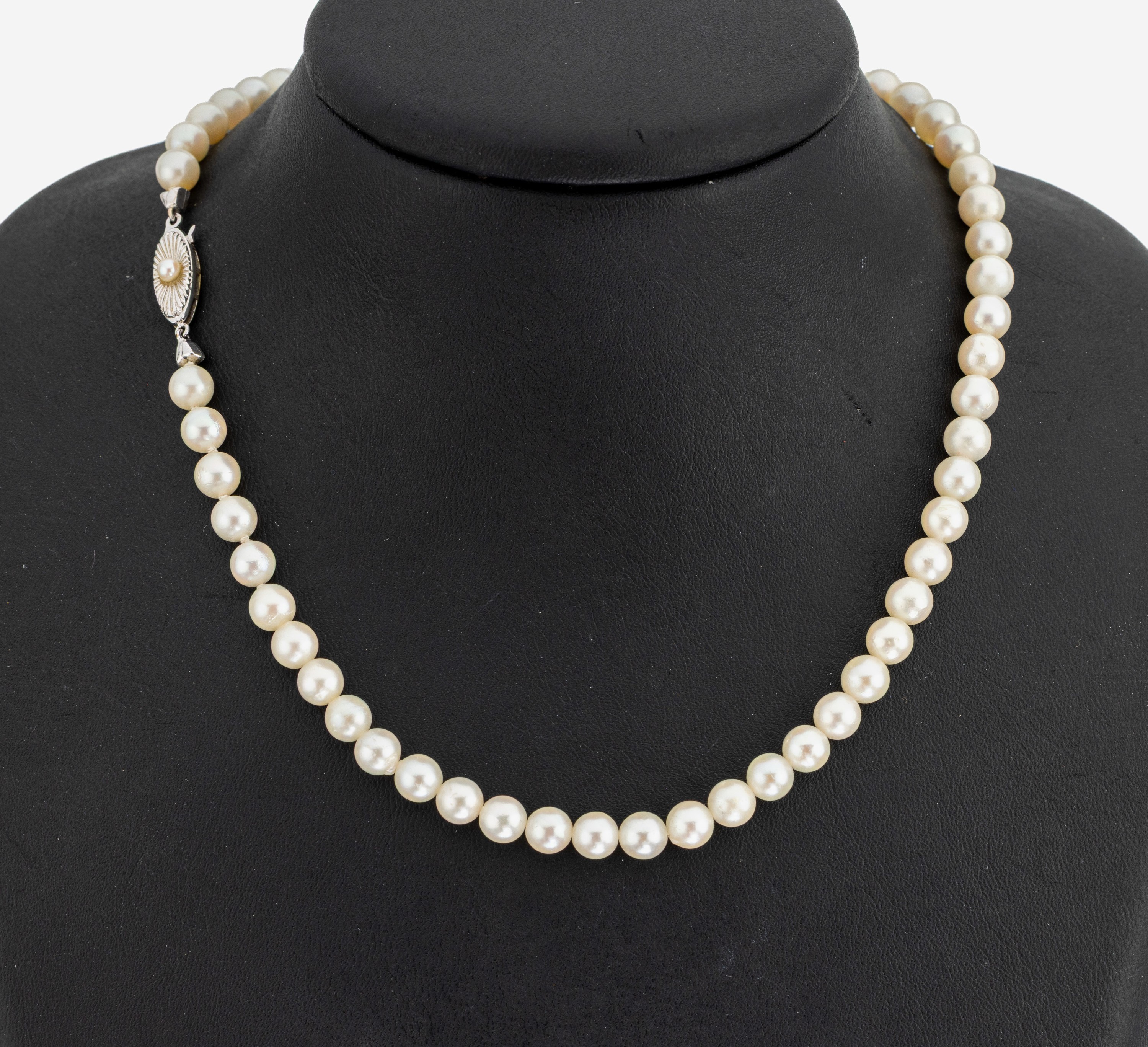Image 27138604 - Perl-Collier 14 kt Gold Schließe, GG/WG 585/000, Akoyazuchtperlen, D. ca. 6.2-6.5 mm, ...