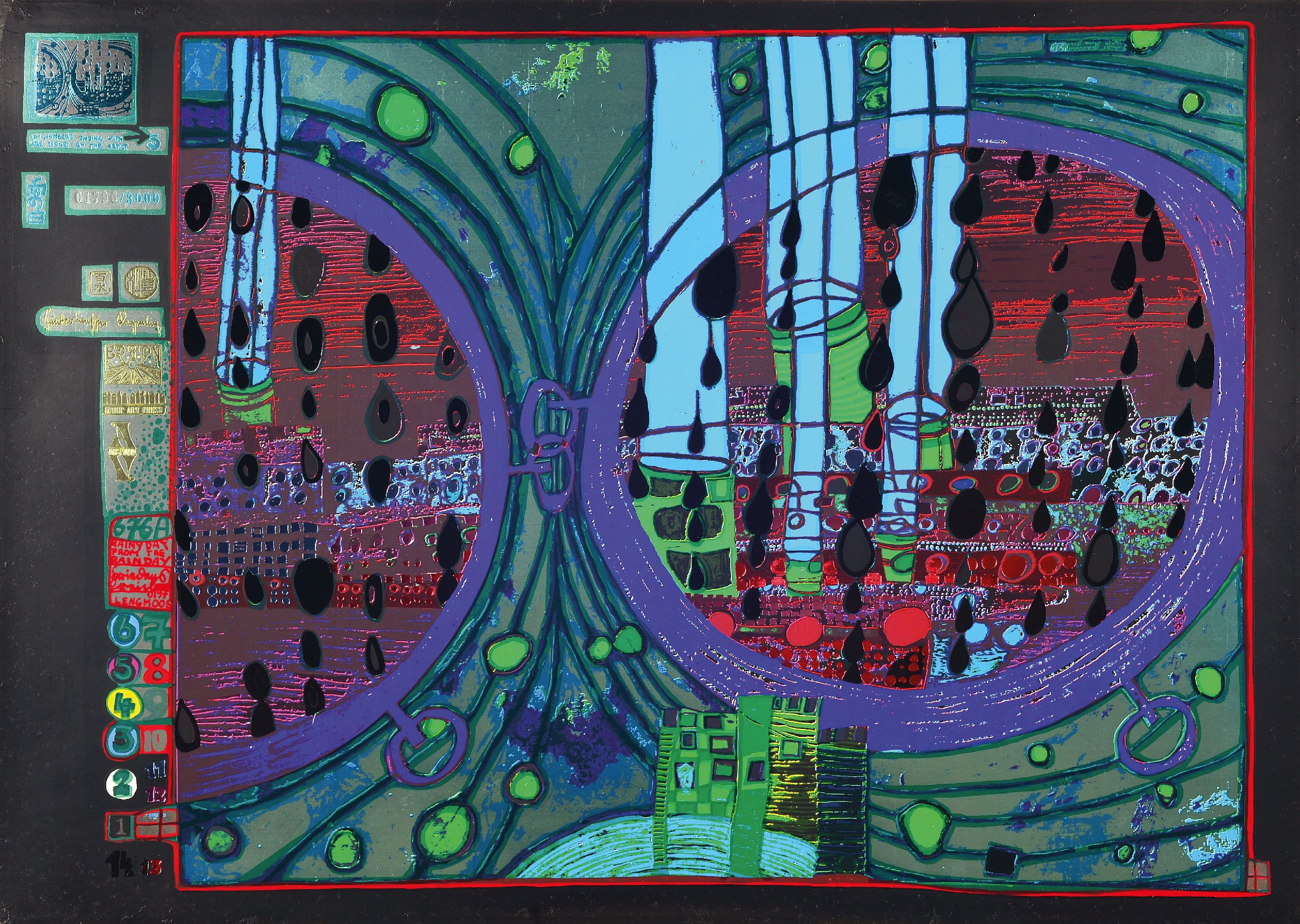 Image 27138661 - Friedensreich Hundertwasser, 1928-2000, Siebdruck mit Metallprägung auf Metallkarton, ...