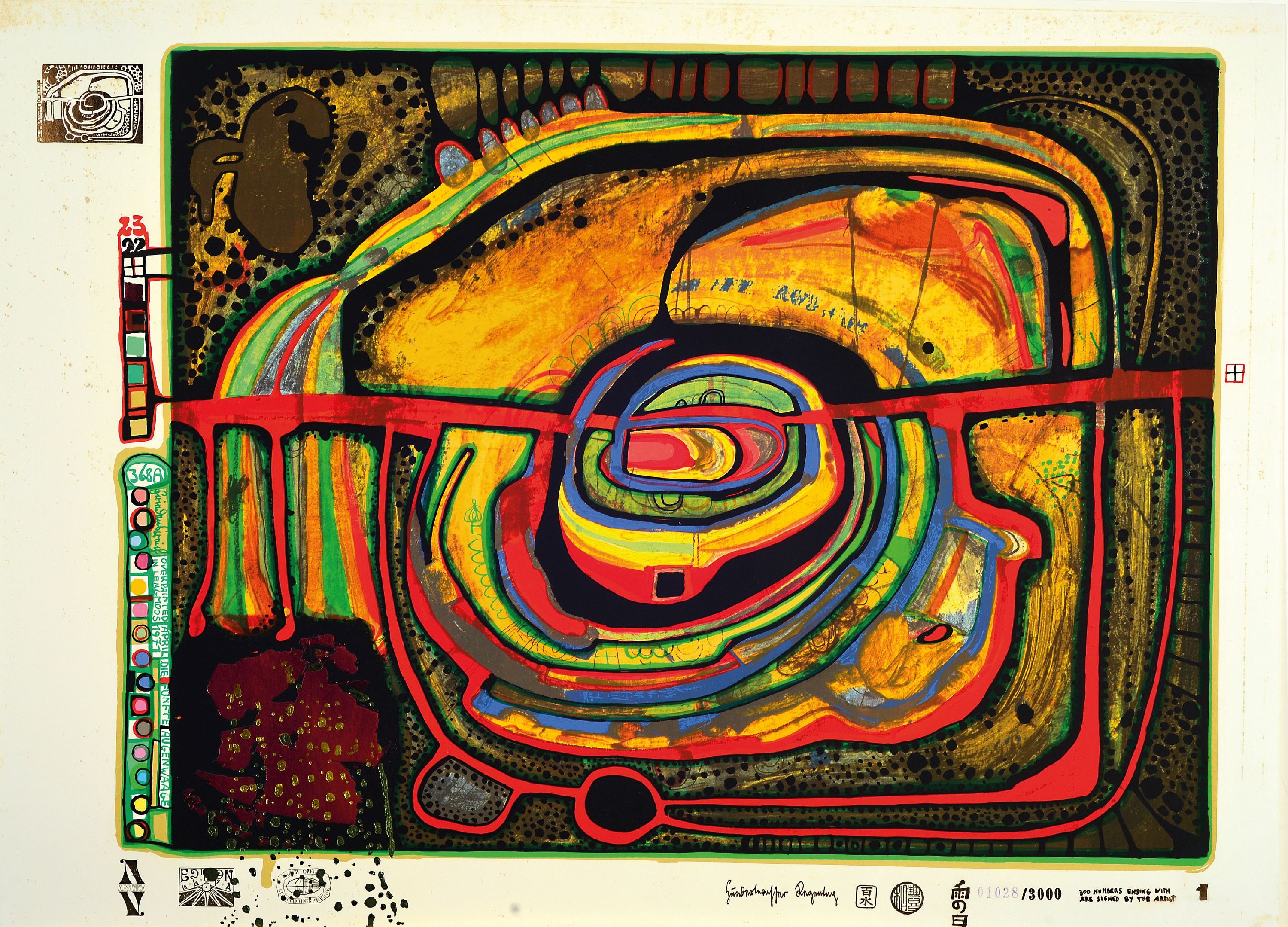 Image 27138662 - Friedensreich Hundertwasser, 1928-2000, Siebdruck mit Metallprägung und Lackfirnis, ...