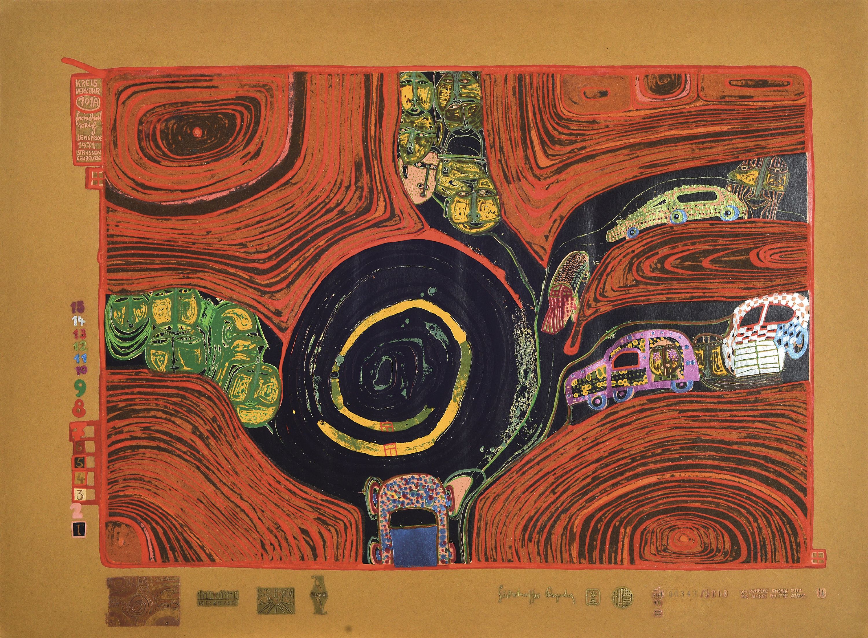 Image 27138664 - Friedensreich Hundertwasser, 1928-2000, Siebdruck mit Metallprägung und ...