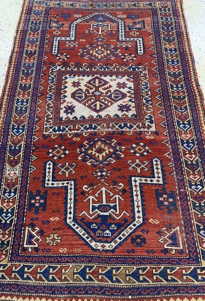 27138600d - Kazak antik, Kaukasus, 19.Jhd, Wolle auf Wolle, ca. 190 x 120 cm, EHZ: 3 Schätzpreis: ...
