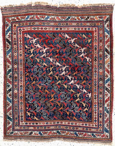Image Khamseh antique, Persia, 19th century, wool oncotton, approx. 150 x 123 cm, moth damage, ...