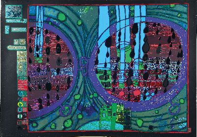 27138661k - Friedensreich Hundertwasser, 1928-2000, Siebdruck mit Metallprägung auf Metallkarton, ...