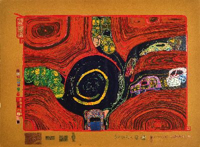 27138664k - Friedensreich Hundertwasser, 1928-2000, Siebdruck mit Metallprägung und ...