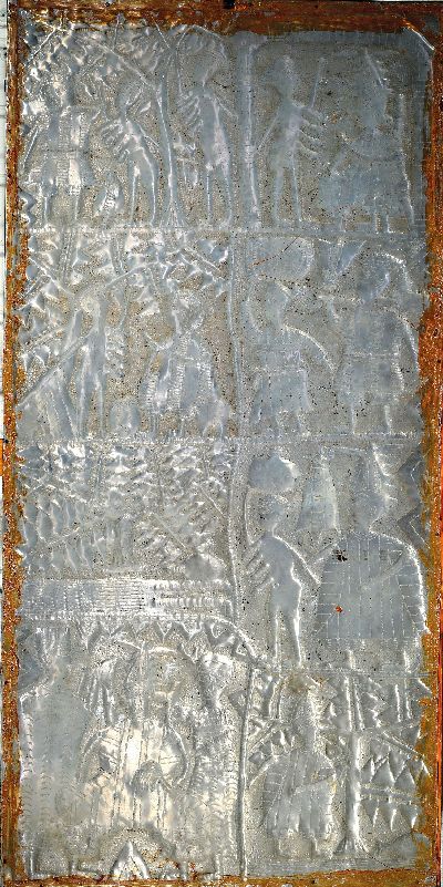 27138756k - Asiro Olatunde, 1918-1993 Oshogbo, Nigeria, Reliefbild aus Aluminiumblech, getrieben und ...