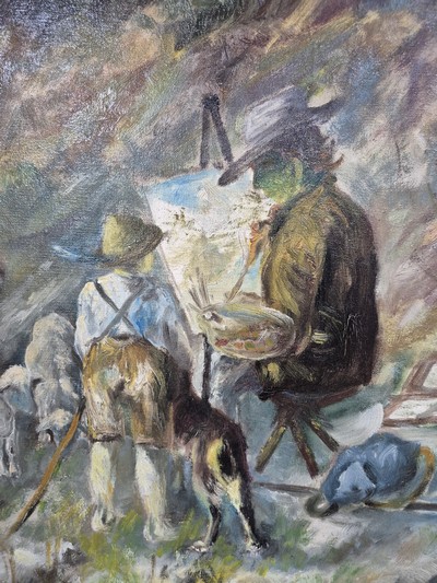 27139498b - Hegenbart(h), Künstler der 1.Hälfte des 20.Jh., Maler an der Staffelei vor Schafherde, ...