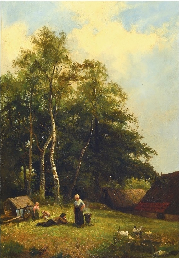 Image 27139501 - Jan Willem van Borselen, 1825 Gouda-1892 Den Haag, Kompositlandschaft mit rastender ...