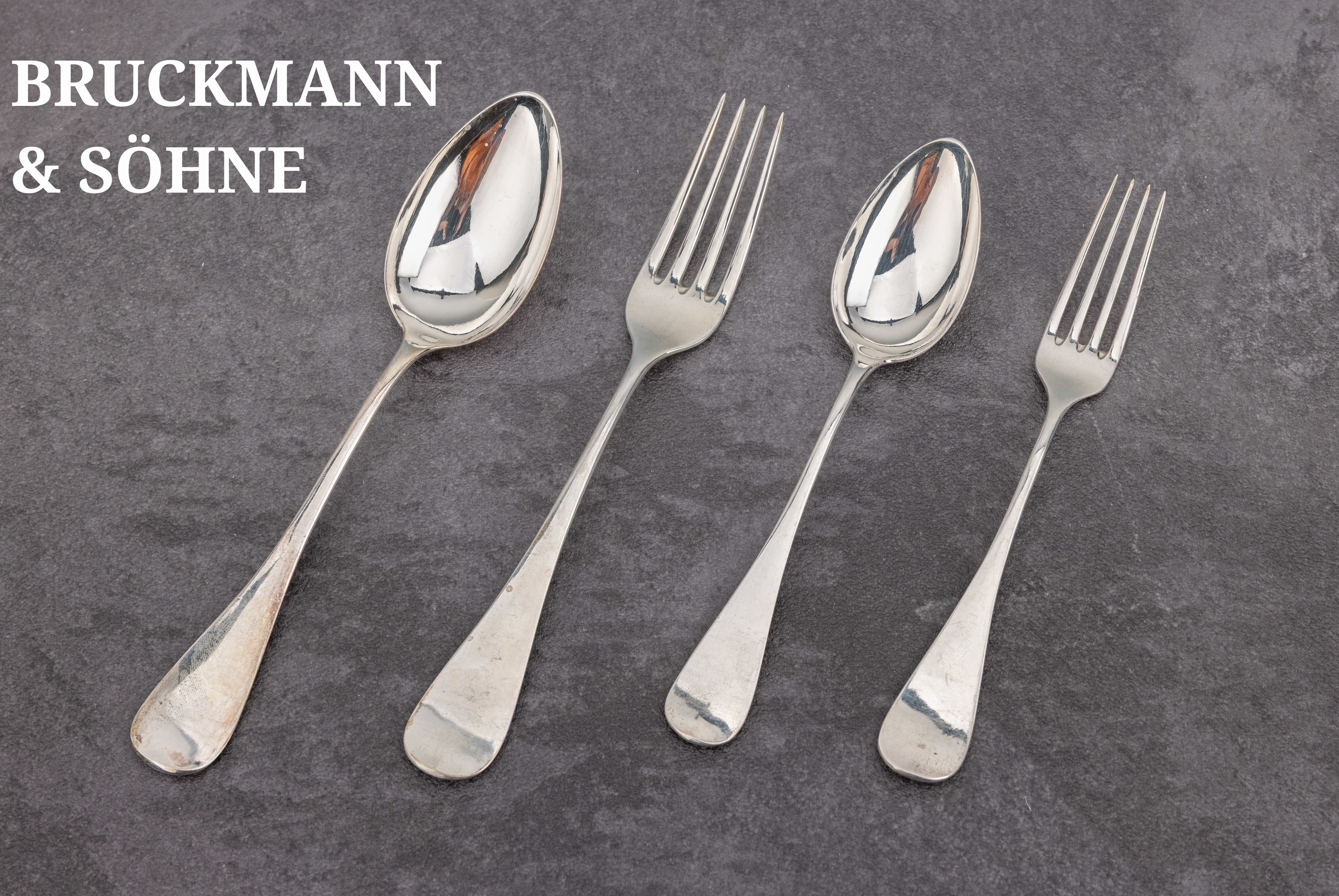 Image 27139543 - BRUCKMANN & SÖHNE Essbesteck für 9 Personen, deutsch, wohl 1950er Jahre, 800er ...