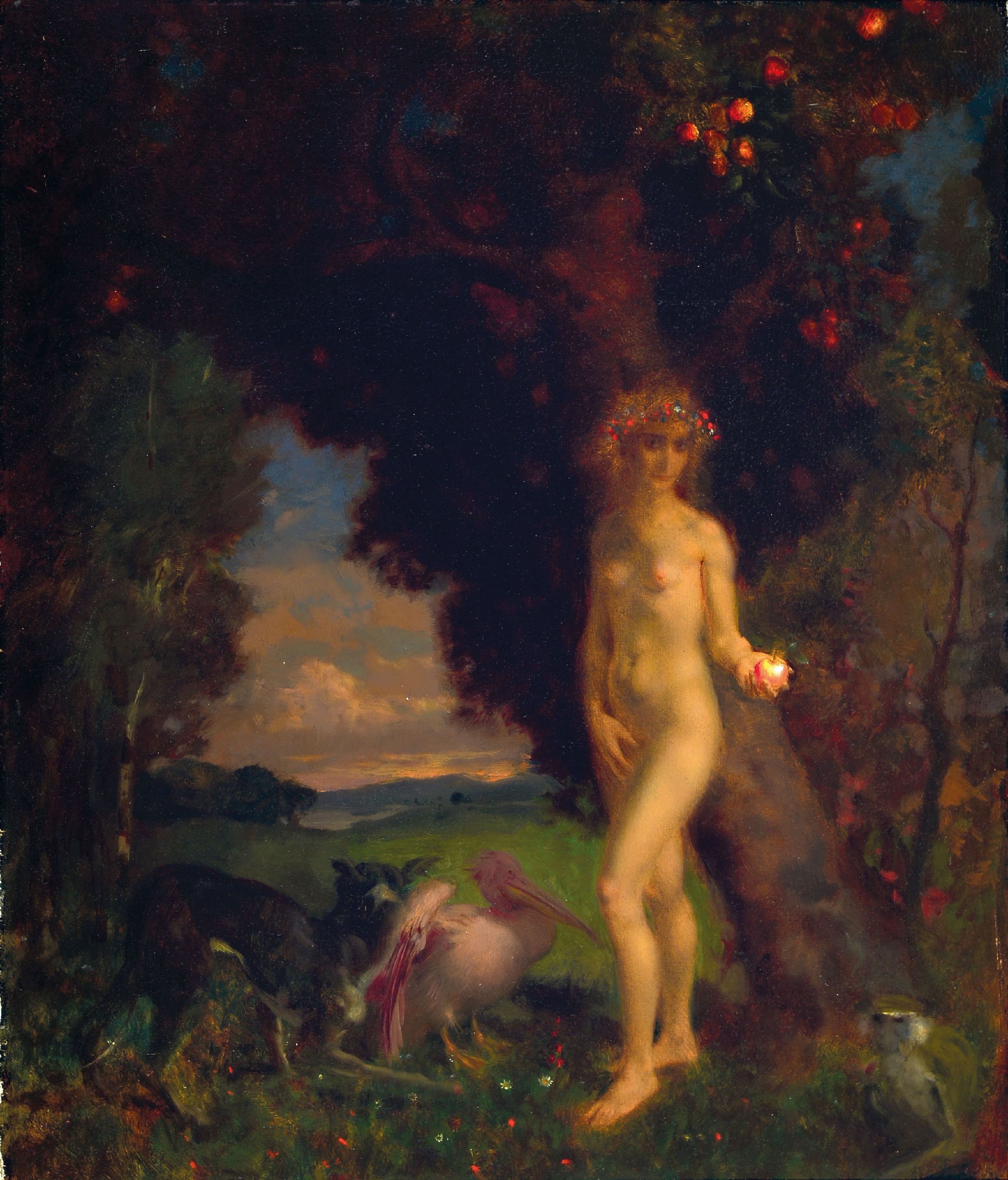 Image 27139583 - Zuschreibung: Theodor Baierl, 1881-1932 München, ´Eva mit Tieren´ so verso auf Etikett ...