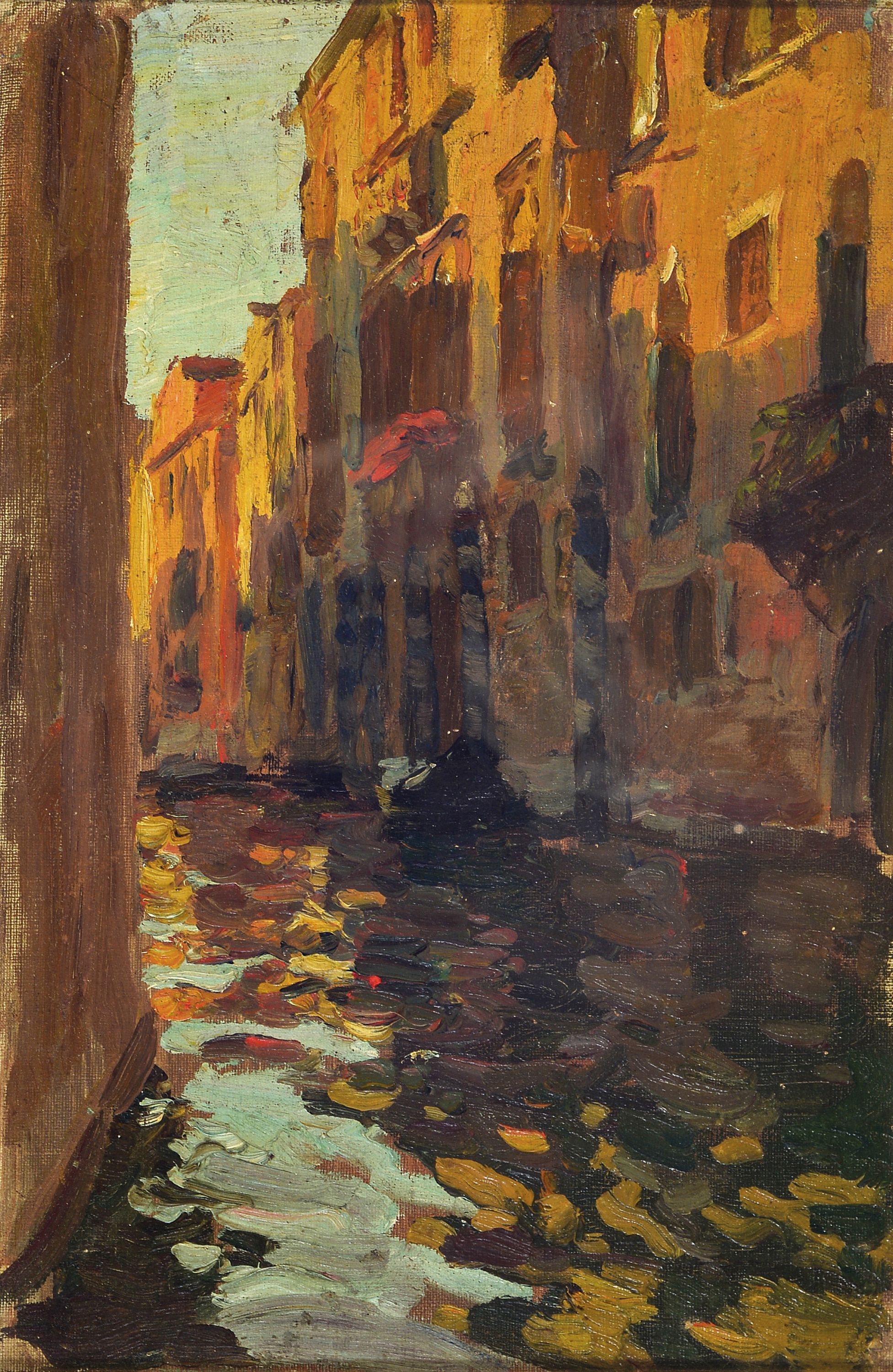 Image 27139587 - Prof. Otto Reiniger, 1863 - 1909, , Venedig, 1897, Öl/Karton, ca. 41 x, 27 ...