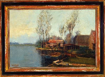 27139528k - Willem de Zwart, 1862-1931 Den Haag, west- holländische Landschaft mit Fischerhütten ...