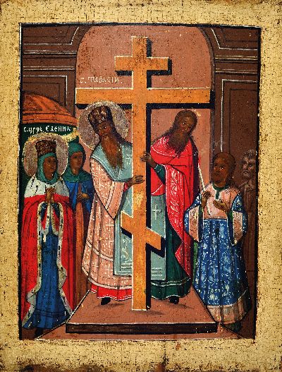 Image Icon, Russia, 19th century, Feast of the Exaltation of the Cross, Holy Empress, Helena ...