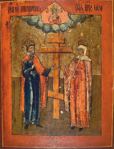 Image Icon, Russia, 19th century, Feast of the Exaltation of the Cross, Holy Empress, Helena ...