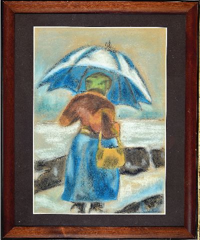 27139563k - Zuschreibung: Georg Hendrik Breitner, 1857 Rotterdam-1923 Amsterdam, Dame mit blauem ...